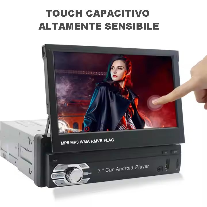 Autoradio Andoird 1 DIN Con Display Touch a Scomparsa