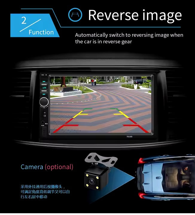 7 pollici HD Touch Screen 2 Din Autoradio per lettore MP5 universale - USB  - Lettore multimediale audio navigazione Bluetooth