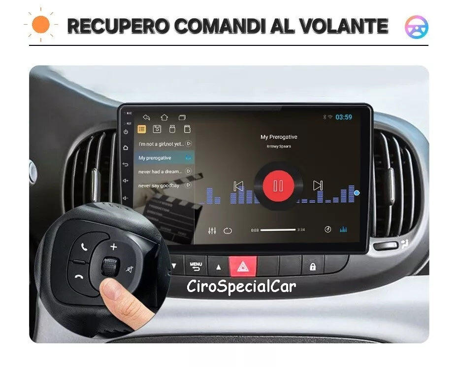 FIAT 500L dal 2012 al 2022 - Autoradio 10 pollici Android 13  4/64GB  CARPLAY NAVI RDS WiFi