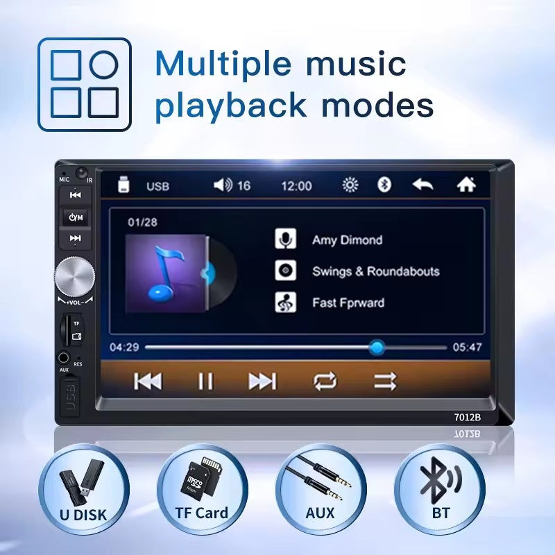 7 pollici HD Touch Screen 2 Din Autoradio con lettore MP5 universale + USB + audio navigazione Bluetooth + Retrocamera