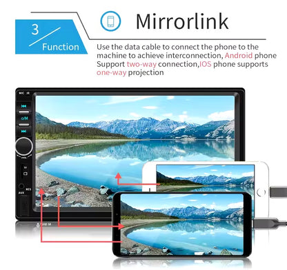 7 pollici HD Touch Screen 2 Din Autoradio per lettore MP5 universale - USB  - Lettore multimediale audio navigazione Bluetooth