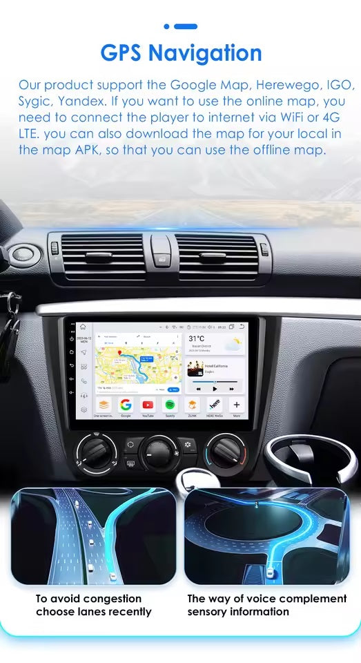 Android 13 autoradio multimediale  per BMW serie 1  E87 2004 - 2011  lettore Video GPS 4G Navi Carplay DSP