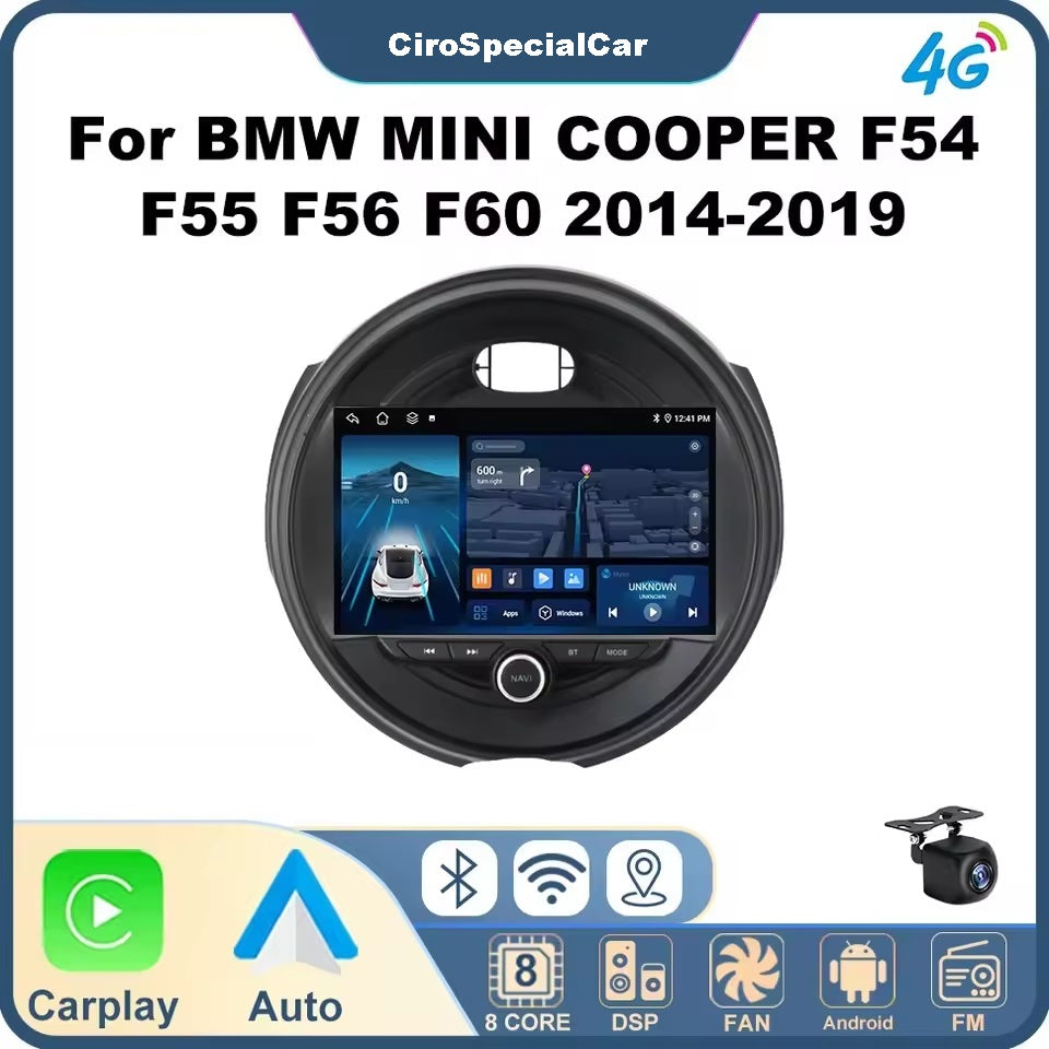 BMW Mini Cooper F55 F56 2014-2019 Autoradio 4/64 GB 9 pollici + Adattatore 9" + Canbus Box + Cablaggio Originale