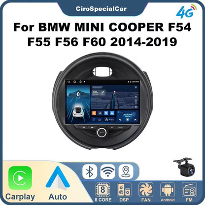 BMW Mini Cooper F55 F56 2014-2019 Autoradio 4/64 GB 9 pollici + Adattatore 9" + Canbus Box + Cablaggio Originale