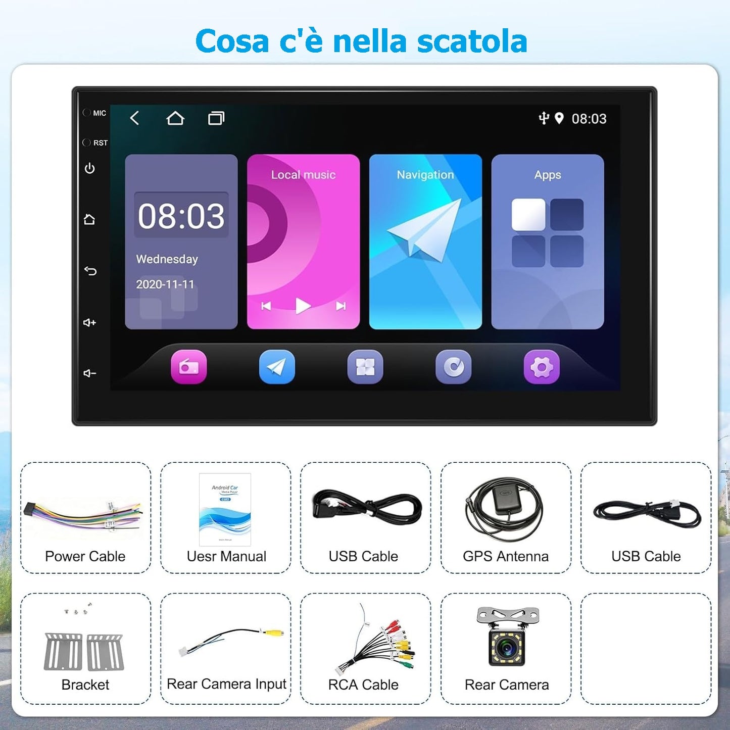 Autoradio 7 pollici Android 4/64GB con l'ultima versione 2025
