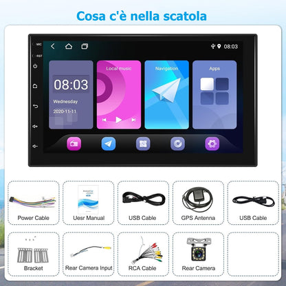 Autoradio 7 pollici Android 4/64GB con l'ultima versione 2025