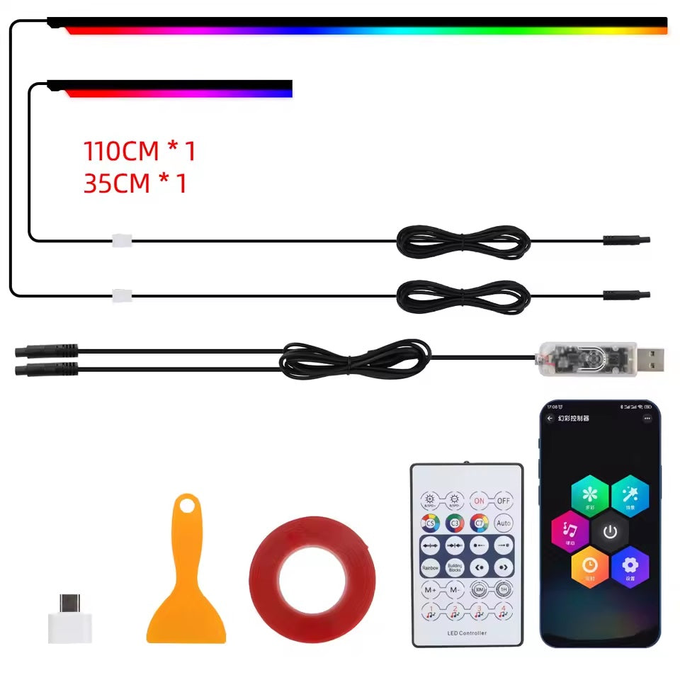Z# Luci ambientali per auto sinfoniche universali LED interni RGB Streamer Lampada d'atmosfera USB APP Controllo remoto per Tesla Model 3 YSX