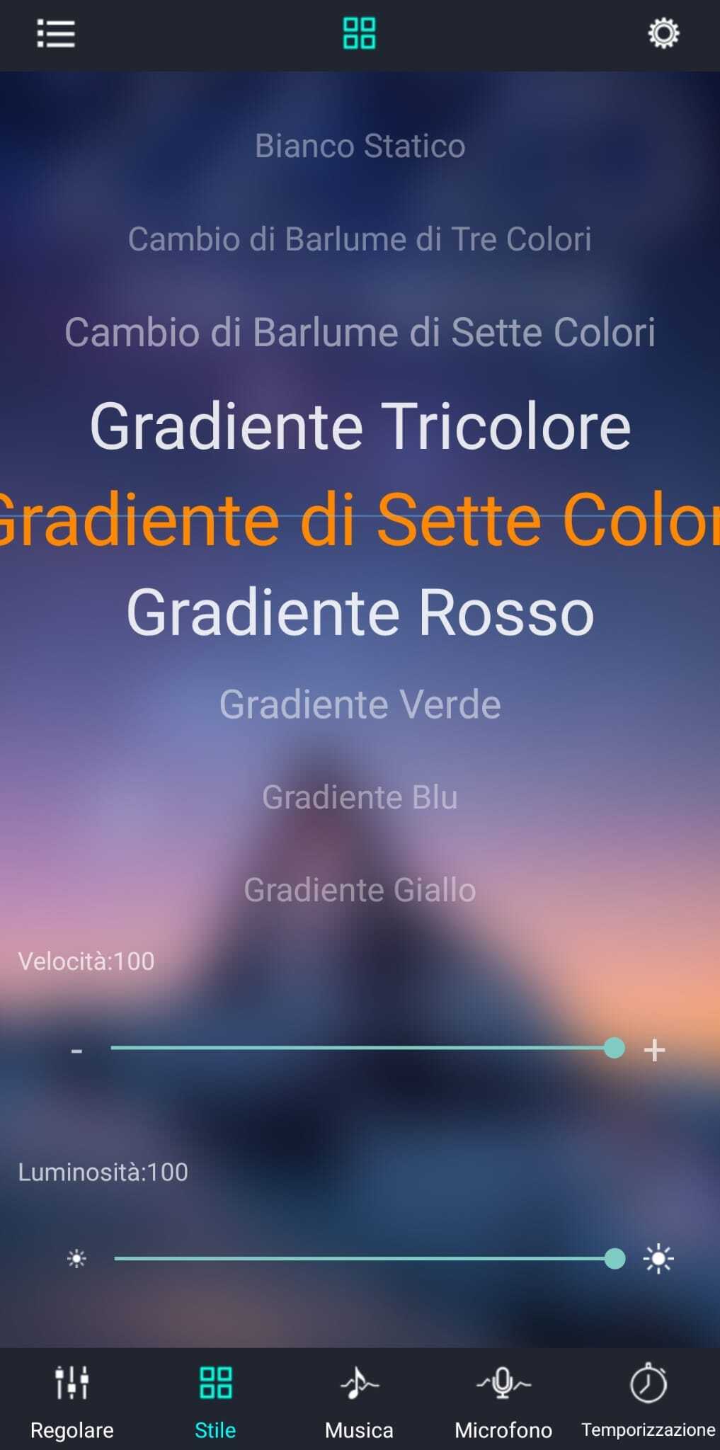 RGB Fibra Auto / Controllo APP / Luci Ambiente