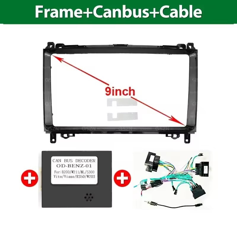 Kit Autoradio 9" Per Mercedes Benz W169 W245 B200 W906 Sprinter W639 Vito Auto Radio Telaio Fascia Pannello Adattatore Decoder Canbus Cavo Kit